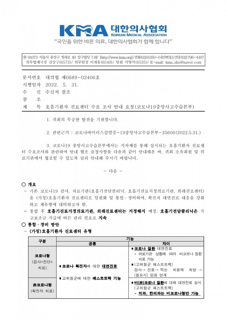 (220531 발송)호흡기환자 진료센터 수요조사 실시 안내 협조 요청(코로나19중앙사고수습본부)_1.jpg